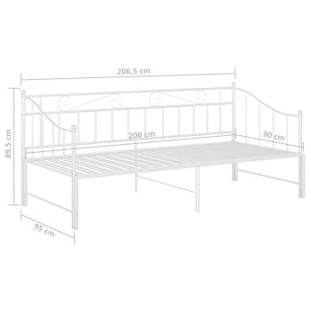 Ausziehsofa Bettgestell Weiß Metall 90x200 cm