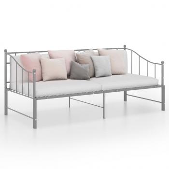 ARDEBO.de - Ausziehsofa Bettgestell Grau Metall 90x200 cm