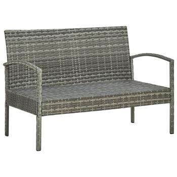 4-tlg. Garten-Lounge-Set mit Auflagen Poly Rattan Grau