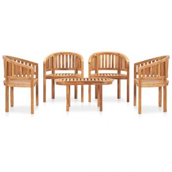 5-tlg. Garten-Lounge-Set Massivholz Teak