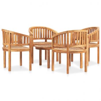 5-tlg. Garten-Lounge-Set Massivholz Teak