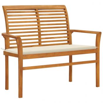 ARDEBO.de - Gartenbank mit Cremeweißer Auflage 112 cm Massivholz Teak 