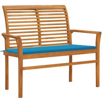 ARDEBO.de - Gartenbank mit Blauer Auflage 112 cm Massivholz Teak 