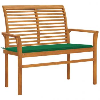 ARDEBO.de - Gartenbank mit Grüner Auflage 112 cm Massivholz Teak 