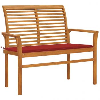 ARDEBO.de - Gartenbank mit Roter Auflage 112 cm Massivholz Teak 