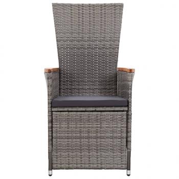 3-tlg. Garten-Lounge-Set mit Kissen Poly Rattan Grau