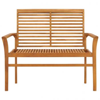 Gartenbank Rote Karomuster-Auflage 112 cm Massivholz Teak 