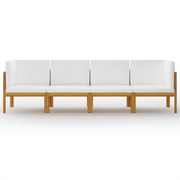 4-Sitzer-Gartensofa mit Kissen Massivholz Akazie