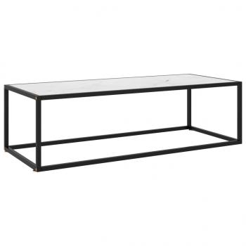 ARDEBO.de - Couchtisch Schwarz mit Weißem Glas in Marmor-Optik 120x50x35 cm