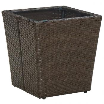 ARDEBO.de - Beistelltisch Braun 41,5x41,5x44 cm Poly Rattan und Hartglas 