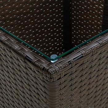 Beistelltisch Braun 41,5x41,5x44 cm Poly Rattan und Hartglas 