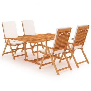 ARDEBO.de - 5-tlg. Garten-Essgruppe mit Kissen Massivholz Teak