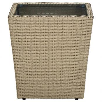 Beistelltisch Beige 41,5x41,5x44 cm Poly Rattan und Hartglas 