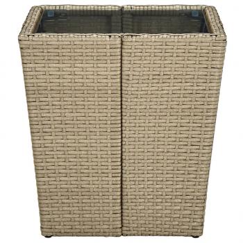 Beistelltisch Beige 41,5x41,5x44 cm Poly Rattan und Hartglas 