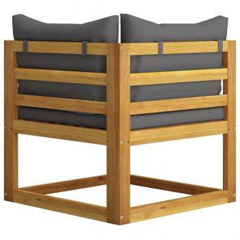 Modular-Ecksofa mit Dunkelgrauen Kissen Akazie Massivholz