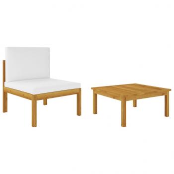 ARDEBO.de - 2-tlg. Garten-Lounge-Set mit Auflagen Massivholz Akazie