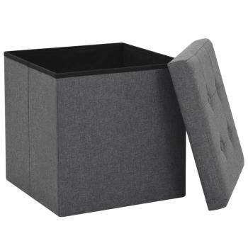 Hocker mit Stauraum Dunkelgrau Leinenoptik