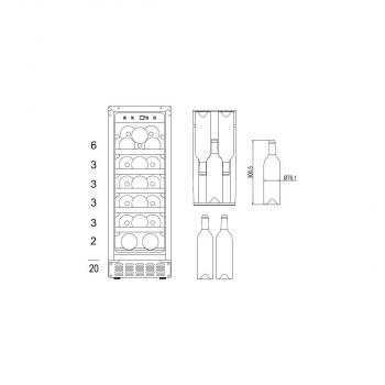 Amica WK 341 115 S Stand-Weintemperierschrank, max. 20 Flaschen, 30 cm breit, unterbaufähig, Ventilator, schwarz