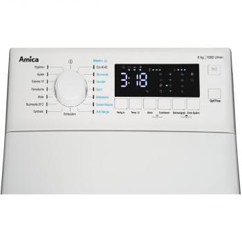 Amica WT 461 700 6kg Toplader Waschmaschine, 40 cm breit, 1000U/min, SteamTouch, Restzeitanzeige, automatisches Unwuchtsystem, weiß