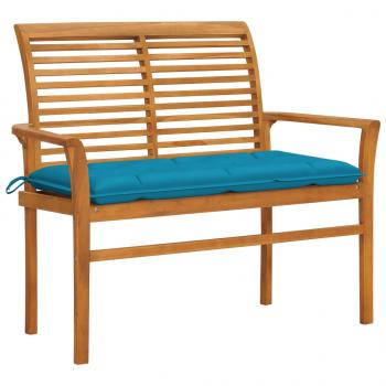 ARDEBO.de - Gartenbank mit Hellblauer Auflage 112 cm Massivholz Teak