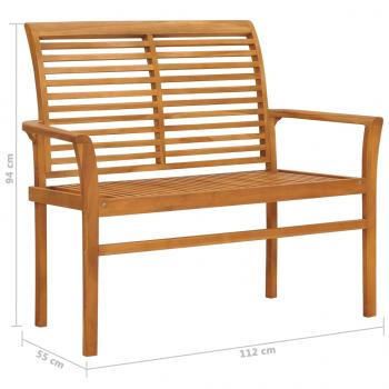 Gartenbank mit Hellblauer Auflage 112 cm Massivholz Teak