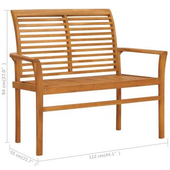 Gartenbank mit Grüner Auflage 112 cm Massivholz Teak 