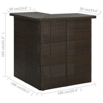 4-tlg. Gartenbar-Set mit Kissen Poly Rattan Braun