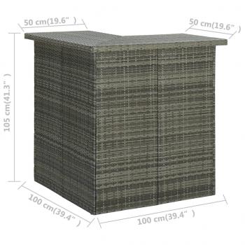 8-tlg. Gartenbar-Set mit Kissen Poly Rattan Grau