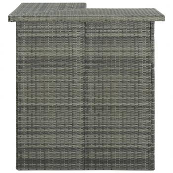 8-tlg. Gartenbar-Set mit Kissen Poly Rattan Grau