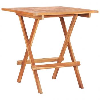 3-tlg. Bistro-Set mit Grauen Kissen Massivholz Teak