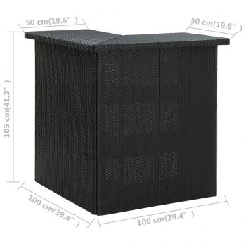 8-tlg. Gartenbar-Set mit Kissen Poly Rattan Schwarz