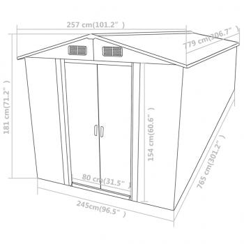 Gerätehaus Anthrazit 257x779x181 cm Verzinkter Stahl