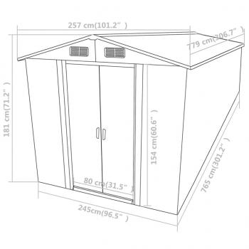 Gerätehaus Grau 257x779x181 cm Verzinkter Stahl