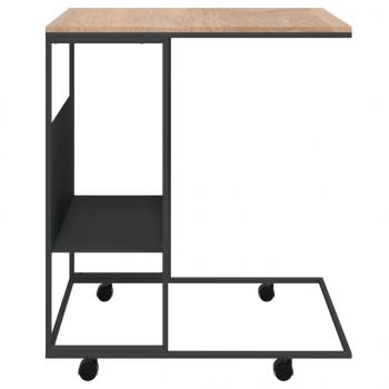 Beistelltisch mit Rollen Schwarz 55x36x63,5 cm Holzwerkstoff