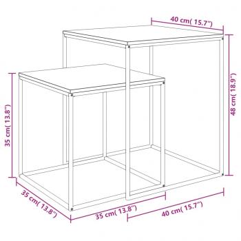 Couchtisch-Set 2-tlg. Holzwerkstoff und Metall