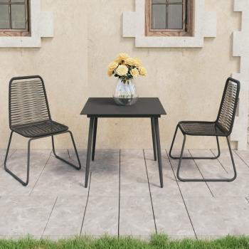 ARDEBO.de - 3-tlg. Garten-Essgruppe PVC Rattan Schwarz 