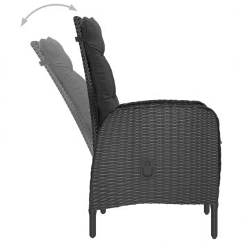 3-tlg. Bistro-Set Poly Rattan und Glas Schwarz