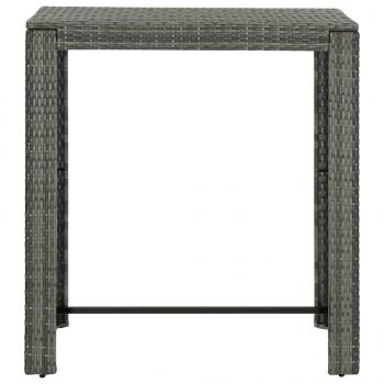 5-tlg. Gartenbar-Set mit Kissen Poly Rattan Grau