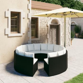 ARDEBO.de - 8-tlg. Garten-Sofagarnitur mit Auflagen Poly Rattan Schwarz