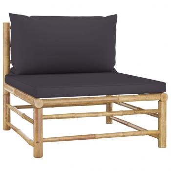 5-tlg. Garten-Lounge-Set mit Dunkelgrauen Kissen Bambus