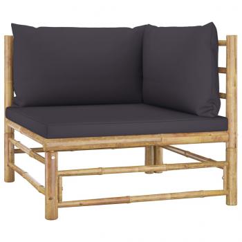 6-tlg. Garten-Lounge-Set mit Dunkelgrauen Kissen Bambus