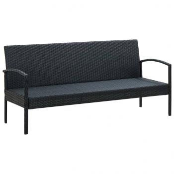 5-tlg. Garten-Lounge-Set mit Auflagen Poly Rattan Schwarz