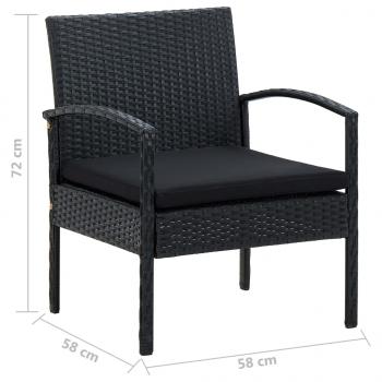 5-tlg. Garten-Lounge-Set mit Auflagen Poly Rattan Schwarz