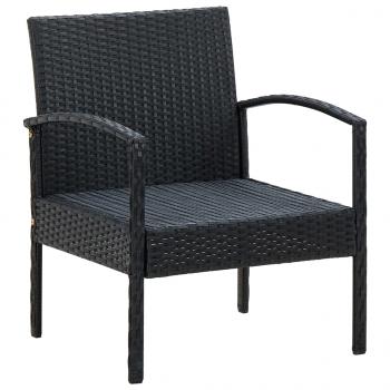 5-tlg. Garten-Lounge-Set mit Auflagen Poly Rattan Schwarz