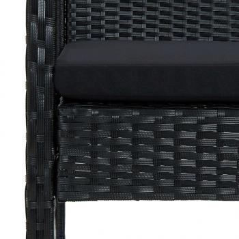 5-tlg. Garten-Lounge-Set mit Auflagen Poly Rattan Schwarz