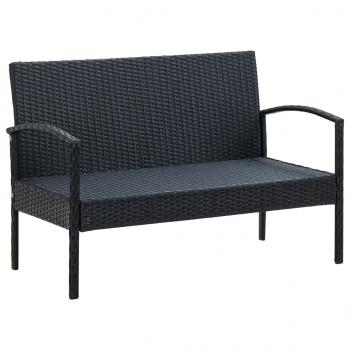 5-tlg. Garten-Lounge-Set mit Auflagen Poly Rattan Schwarz