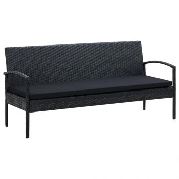 5-tlg. Garten-Lounge-Set mit Auflagen Poly Rattan Schwarz