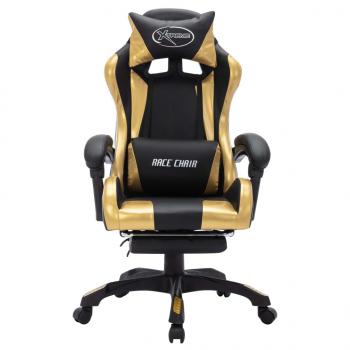 Gaming-Stuhl mit RGB LED-Leuchten Gold und Schwarz Kunstleder 