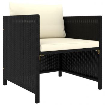 5-tlg. Garten-Lounge-Set mit Kissen Poly Rattan Schwarz