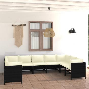 ARDEBO.de - 9-tlg. Garten-Lounge-Set mit Kissen Poly Rattan Schwarz